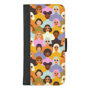 Retro Women of the World Pattern iPhone 8/7 Plus Wallet Case
