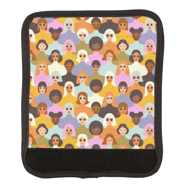 Retro Women of the World Pattern Luggage Handle Wrap (Front)