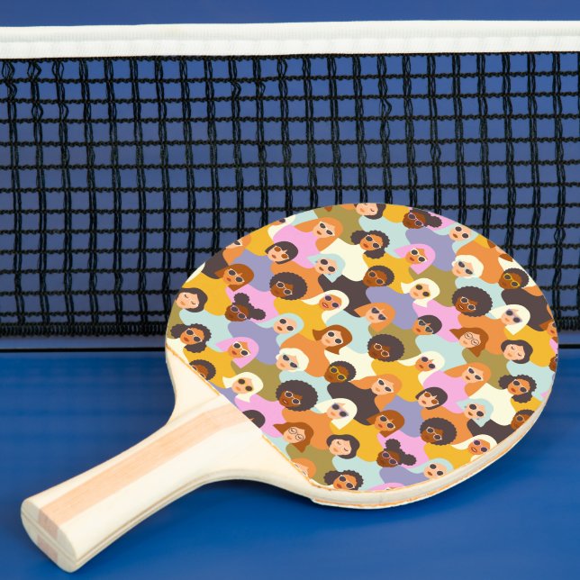 Retro Women of the World Pattern Ping Pong Paddle (Insitu)