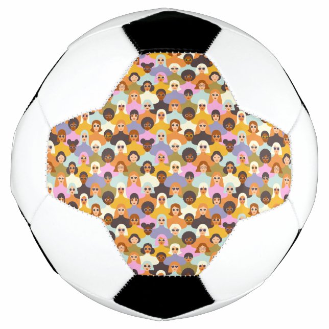 Retro Women of the World Pattern Soccer Ball (Front)