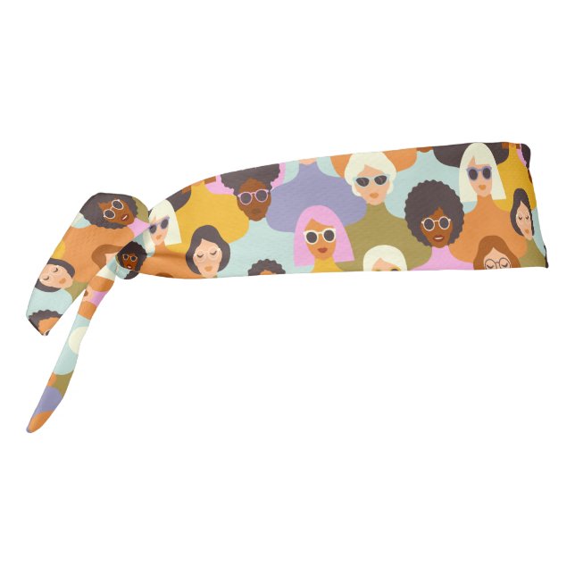 Retro Women of the World Pattern Tie Headband (Rotate 270)