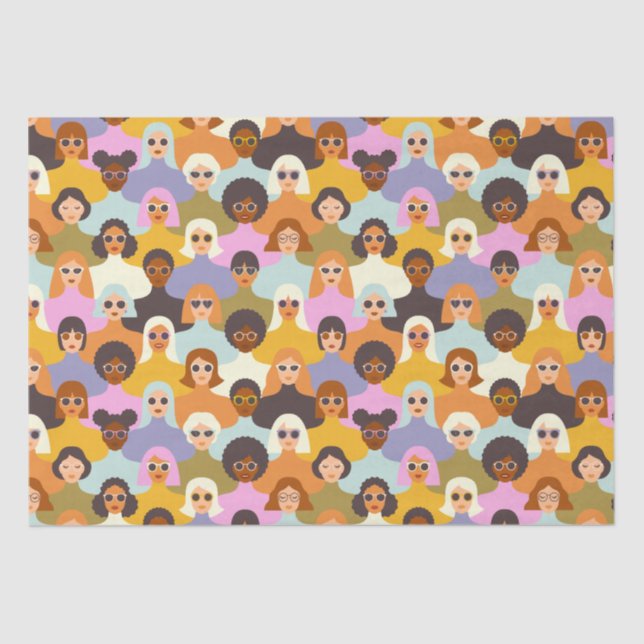 Retro Women of the World Pattern Tissue Paper (Front)