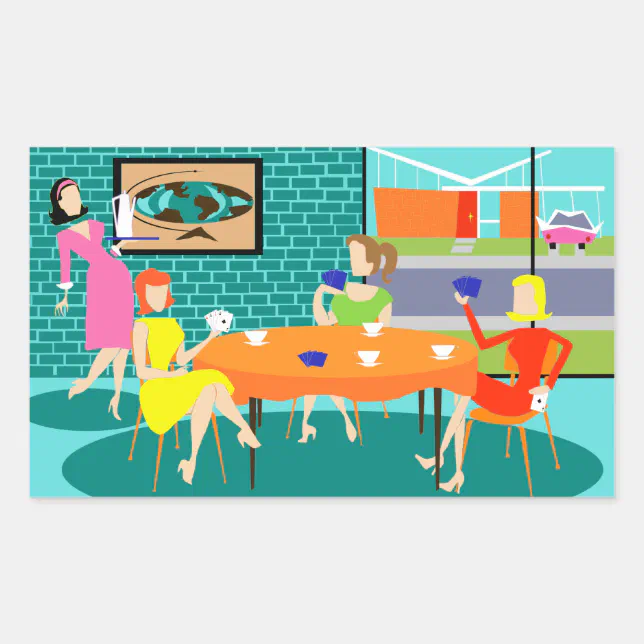 Retro Women's Card Game Stickers | Zazzle