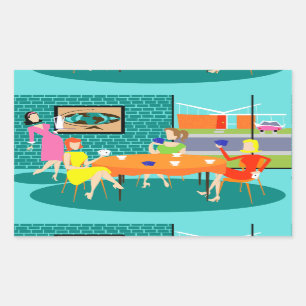 Retro Women's Card Game Stickers