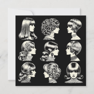 Retro Women's Hairstyles Boho Vintage Cool Card