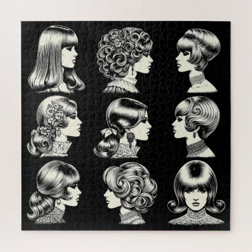 Retro Women's Hairstyles Boho Vintage Cool Jigsaw Puzzle