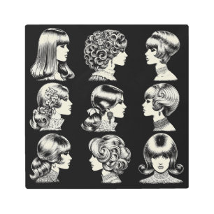 Retro Women's Hairstyles Boho Vintage Cool Metal Print