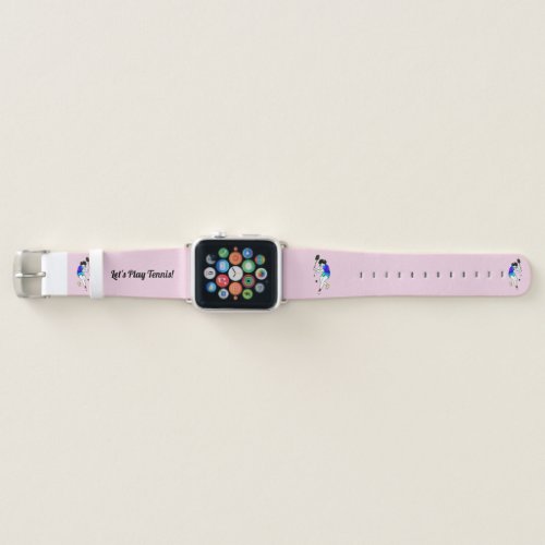 Retro Womens Tennis Player Pink With Text Apple Watch Band