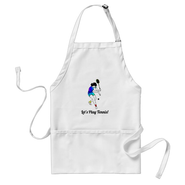 Retro Women's Tennis Player with Text Adult Apron (Front)