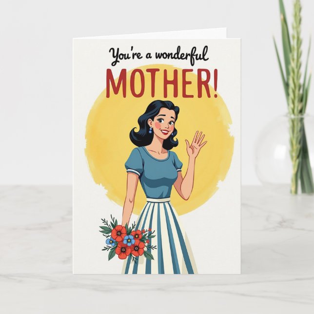 Retro Wonderful Mothers Day Card (Front)