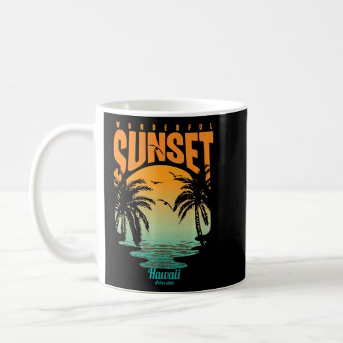 Retro Wonderful Sunset In Hawaii Aloha State  Coffee Mug