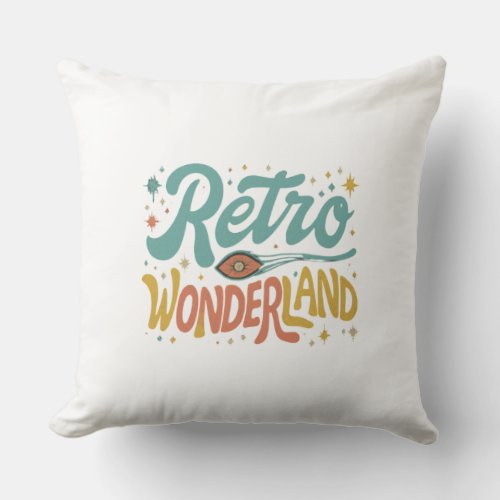 Retro wonderland  throw pillow