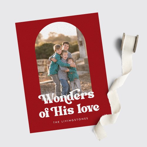 Retro Wonders of His Love Arch Photo Holiday Card