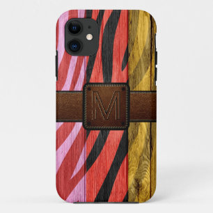 Retro Wood Brown Leather Look iPhone 11 Case