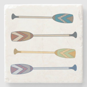 Retro wood Canoe paddles  Stone Coaster