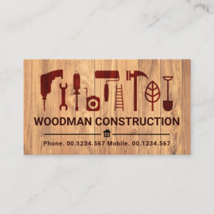Retro Wood Grain Handyman Tools Business Card