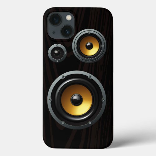 Retro Wood Grain Speaker Trio iPhone 13 Case
