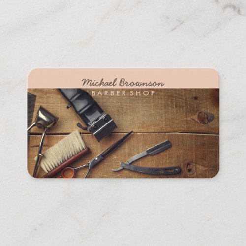 Retro Wood Rustic Hair Stylist Master Barber Business Card