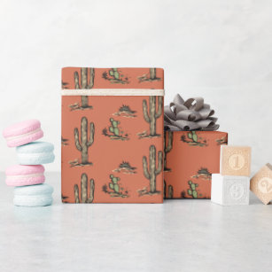 Cute Wrapping Paper: Cactus Desert Print pink and Green Wrapping