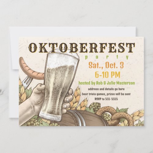 Retro Woodcut Oktoberfest Invitation