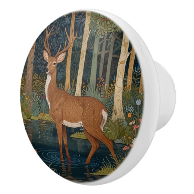 Retro woodland Deer  Ceramic Knob (Right)