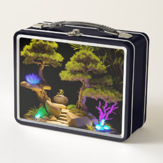 Retro Woodland Lunch Tote Metal Lunch Box