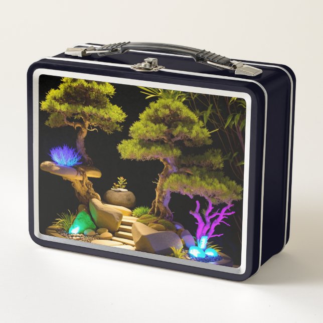 Retro Woodland Lunch Tote Metal Lunch Box (Front)