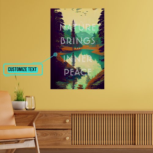 Retro Woods with Lake Landscape Poster