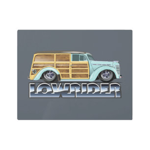 Retro Woody Lowrider Metal Print