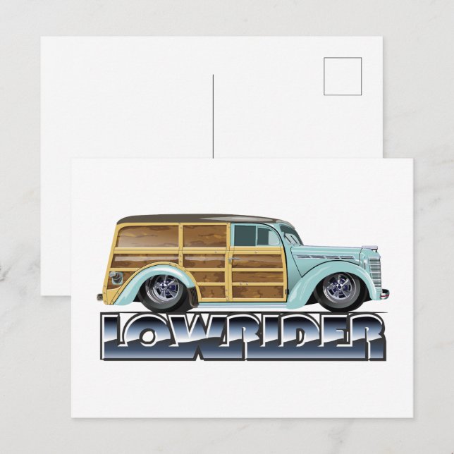 Retro Woody Lowrider Postcard (Front/Back)