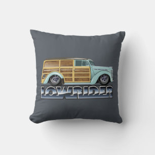 Retro Woody Lowrider Throw Pillow