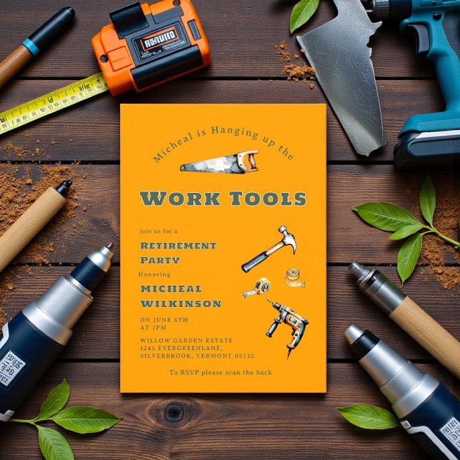 Retro Work Tools Retirement Party Invitation (Creator Uploaded)
