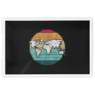 Retro World Map Acrylic Tray