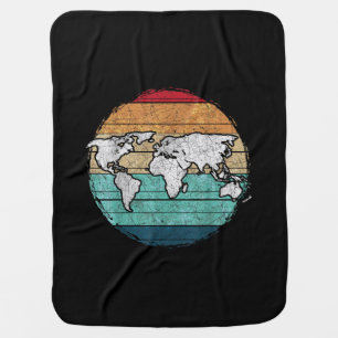 Retro World Map Baby Blanket