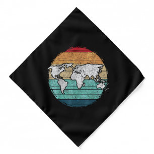 Retro World Map Bandana