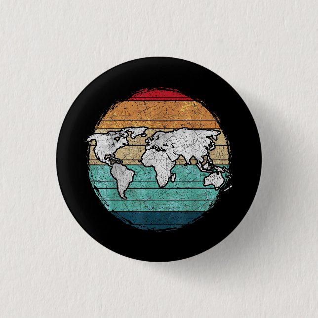Retro World Map Button (Front)