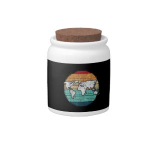 Retro World Map Candy Jar