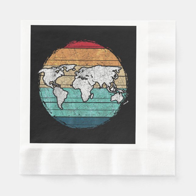 Retro World Map Napkins (Front)