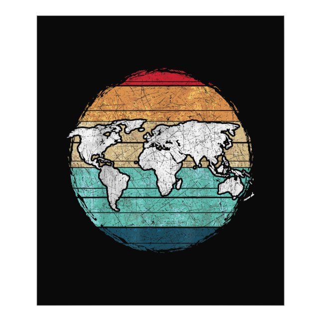 Retro World Map Photo Print (Front)
