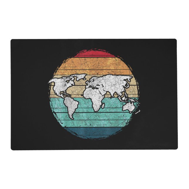 Retro World Map Placemat (Front)