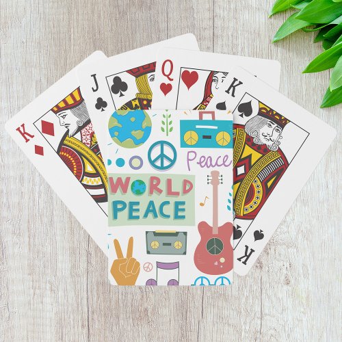 Retro World Peace Icons Playing Cards