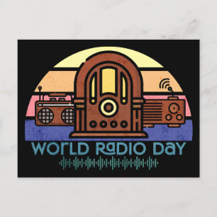 Retro World Radio Day Postcard