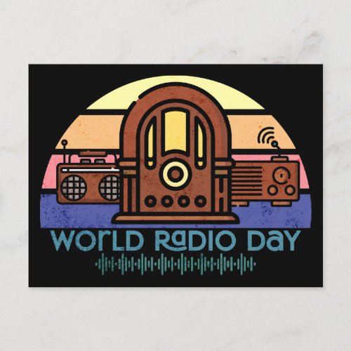 Retro World Radio Day Postcard