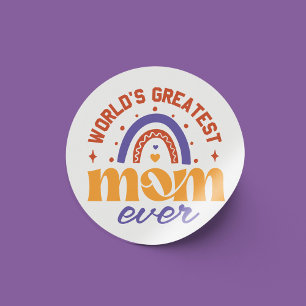 Retro World’s Greatest Mom Ever Cute Cool Rainbow Classic Round Sticker