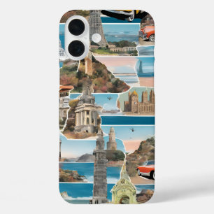 Retro World Tour Collage iPhone 16 Plus Case