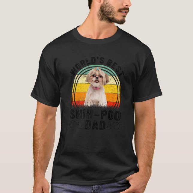 Retro World's Best Shih Poo Dad Dog  Father's Day  T-Shirt (Front)