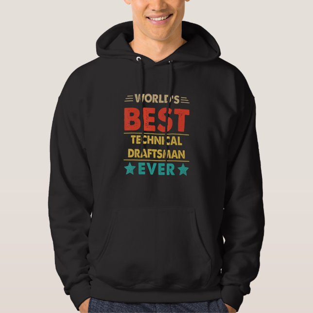 Retro World's Best Technical Draftsman Ever Hoodie (Front)