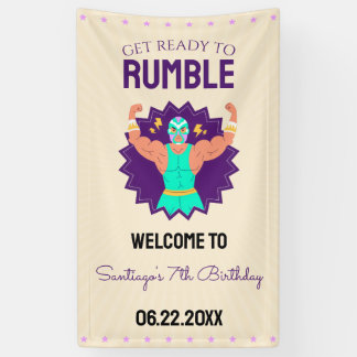 Retro Wrestling Birthday Party Banner