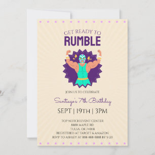 Retro Wrestling Birthday Party Invitation