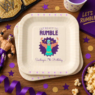 Retro Wrestling Birthday Party Paper Plates